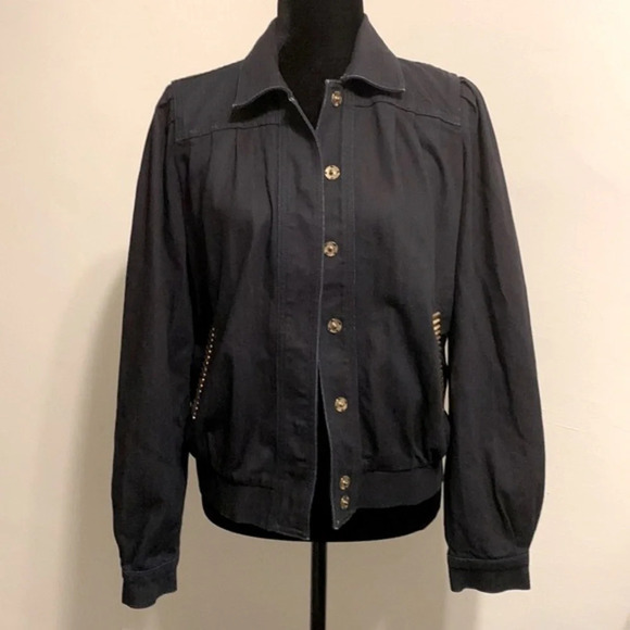 7 FOR ALL MANKIND Vintage Gold Stripes Pockets Snap On‎ Blouson Jacket - Picture 1 of 12